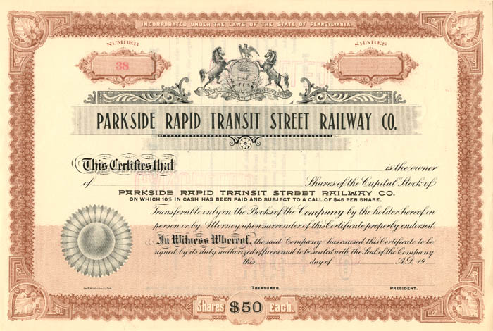 Parkside Rapid Transit Street Railway Co.